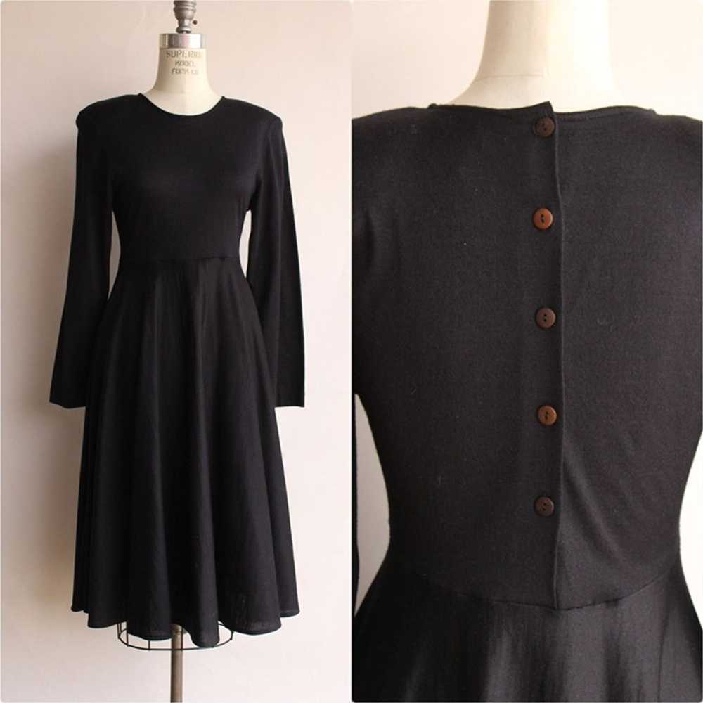 Vintage 1980s Dress, Axiom Black Wool Blend Fit a… - image 1