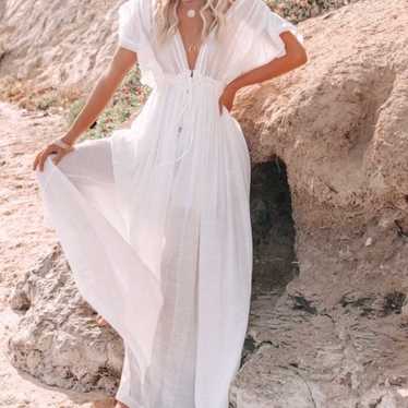 Ruffle Sleeve White Maxi Dress - image 1