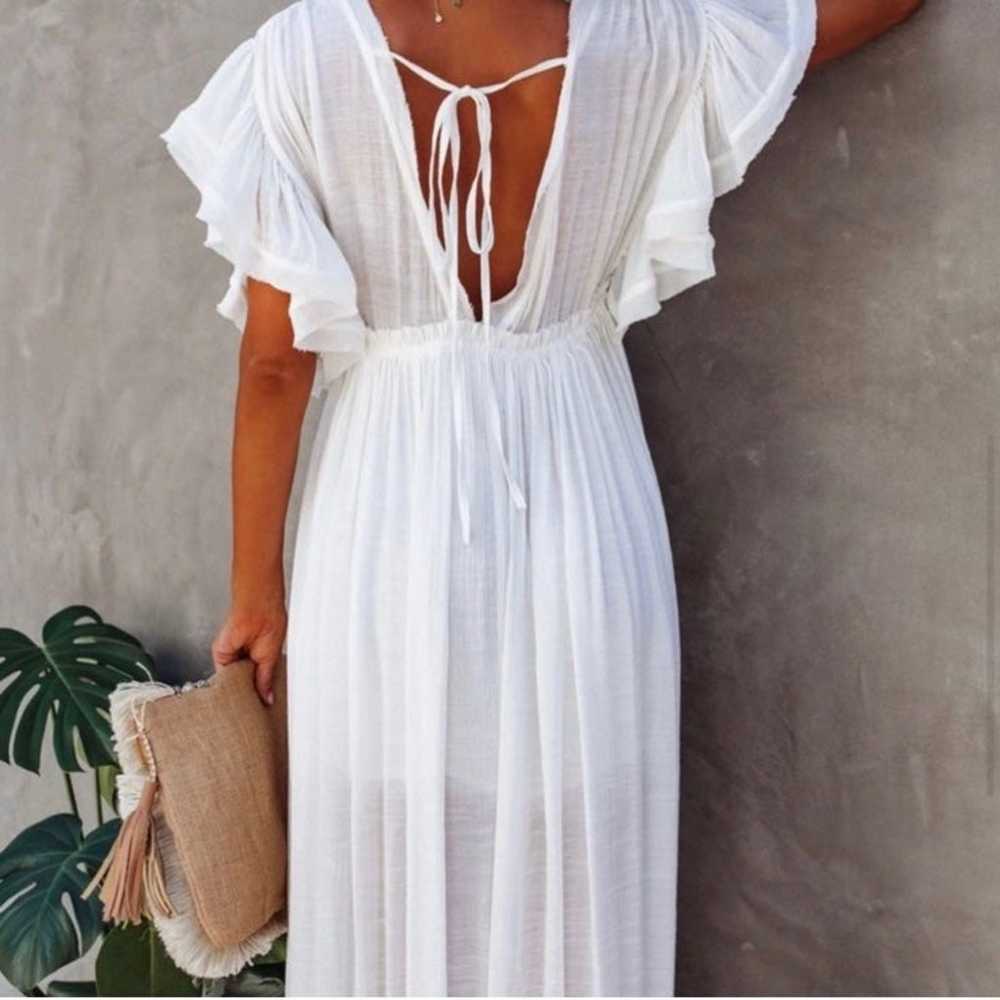 Ruffle Sleeve White Maxi Dress - image 5