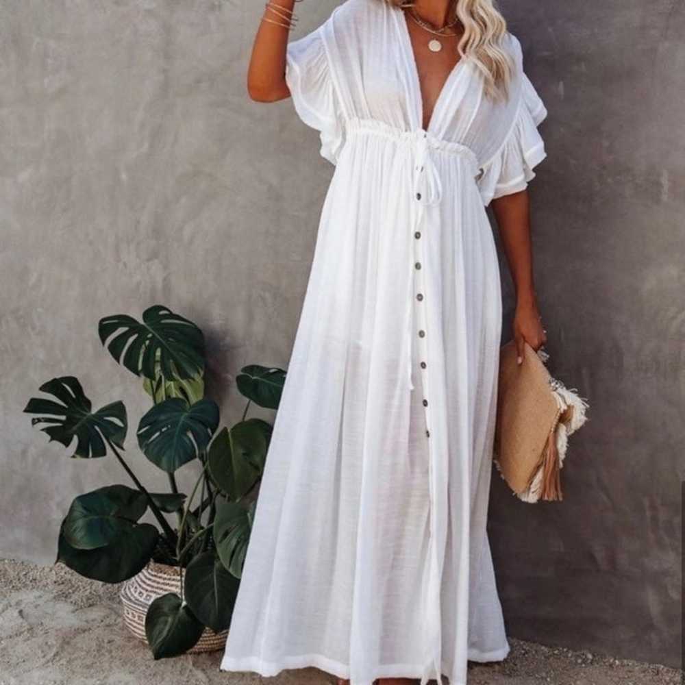 Ruffle Sleeve White Maxi Dress - image 6