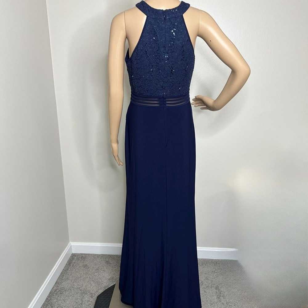 NW Nightway Navy Blue Halter Maxi Gown Dress - image 3