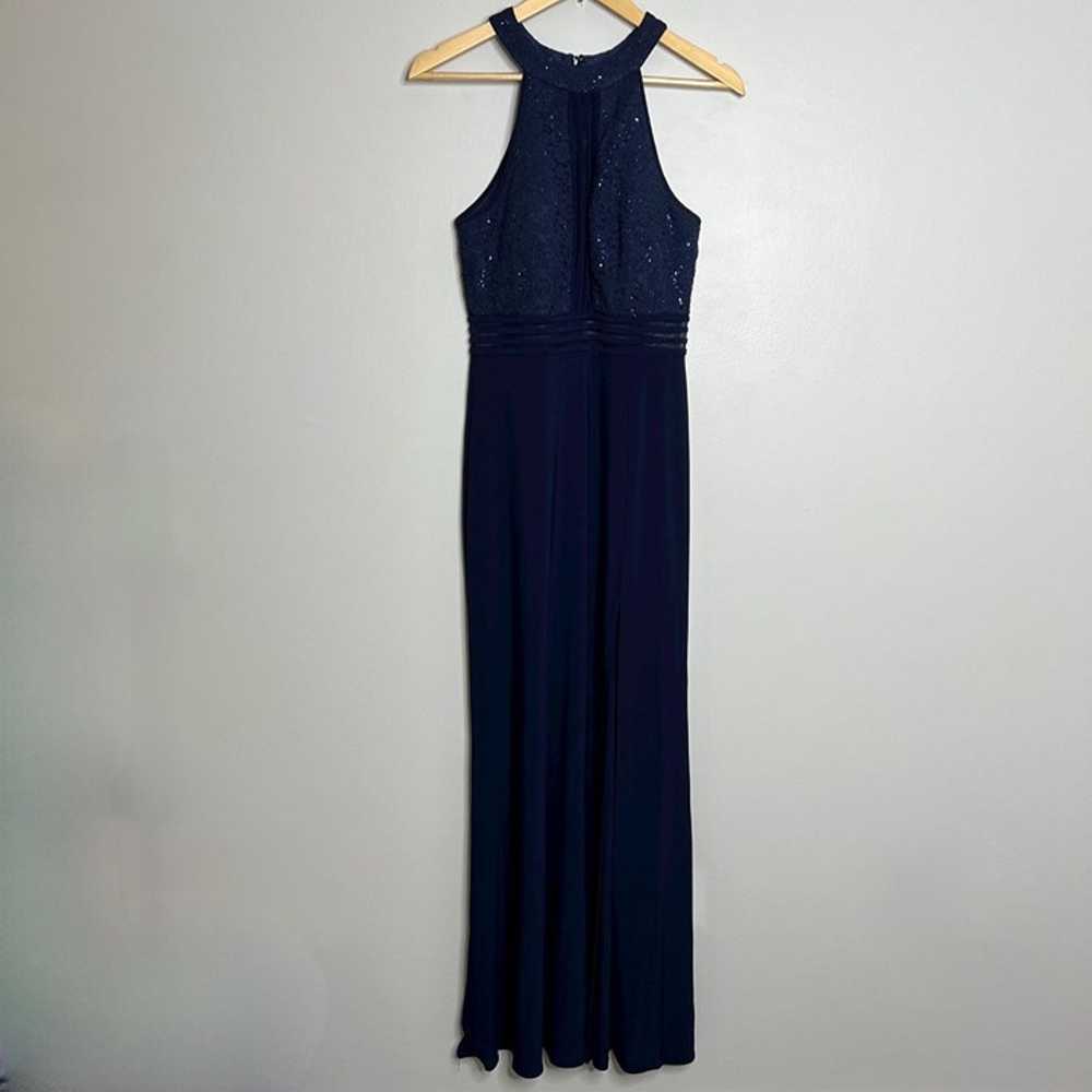 NW Nightway Navy Blue Halter Maxi Gown Dress - image 4