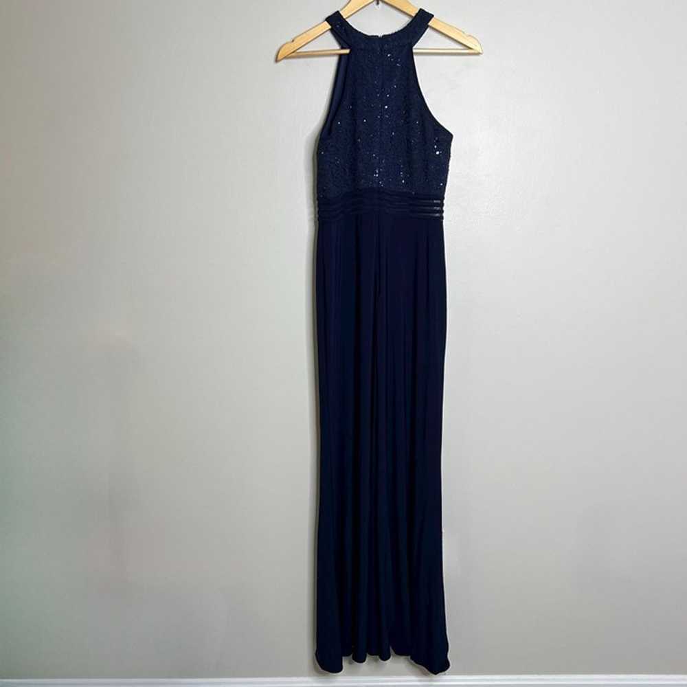 NW Nightway Navy Blue Halter Maxi Gown Dress - image 5