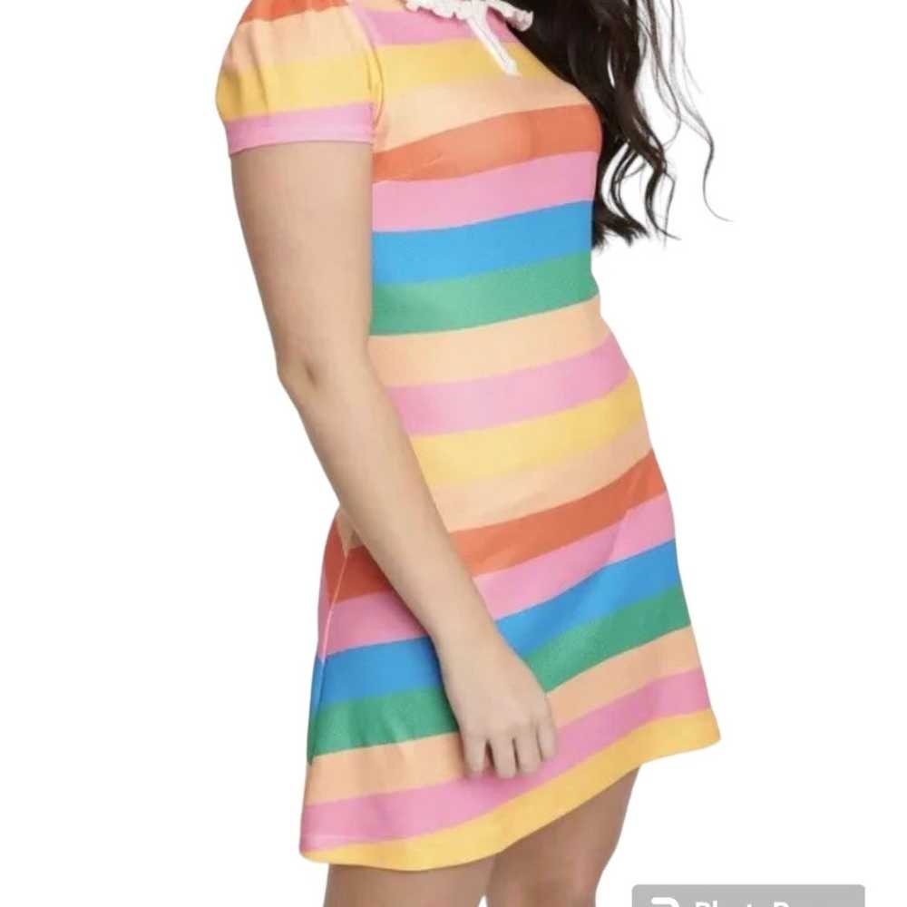 Unique Vintage Rainbow Pride Stripes Mini Dress - image 2