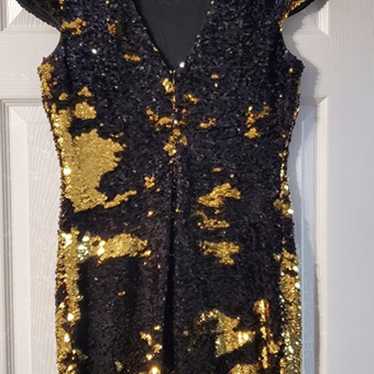 Renn black and gold sequin dress