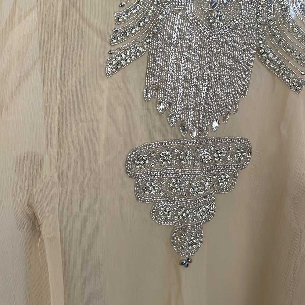 Cream kaftan dress, Metallic Beaded - image 3