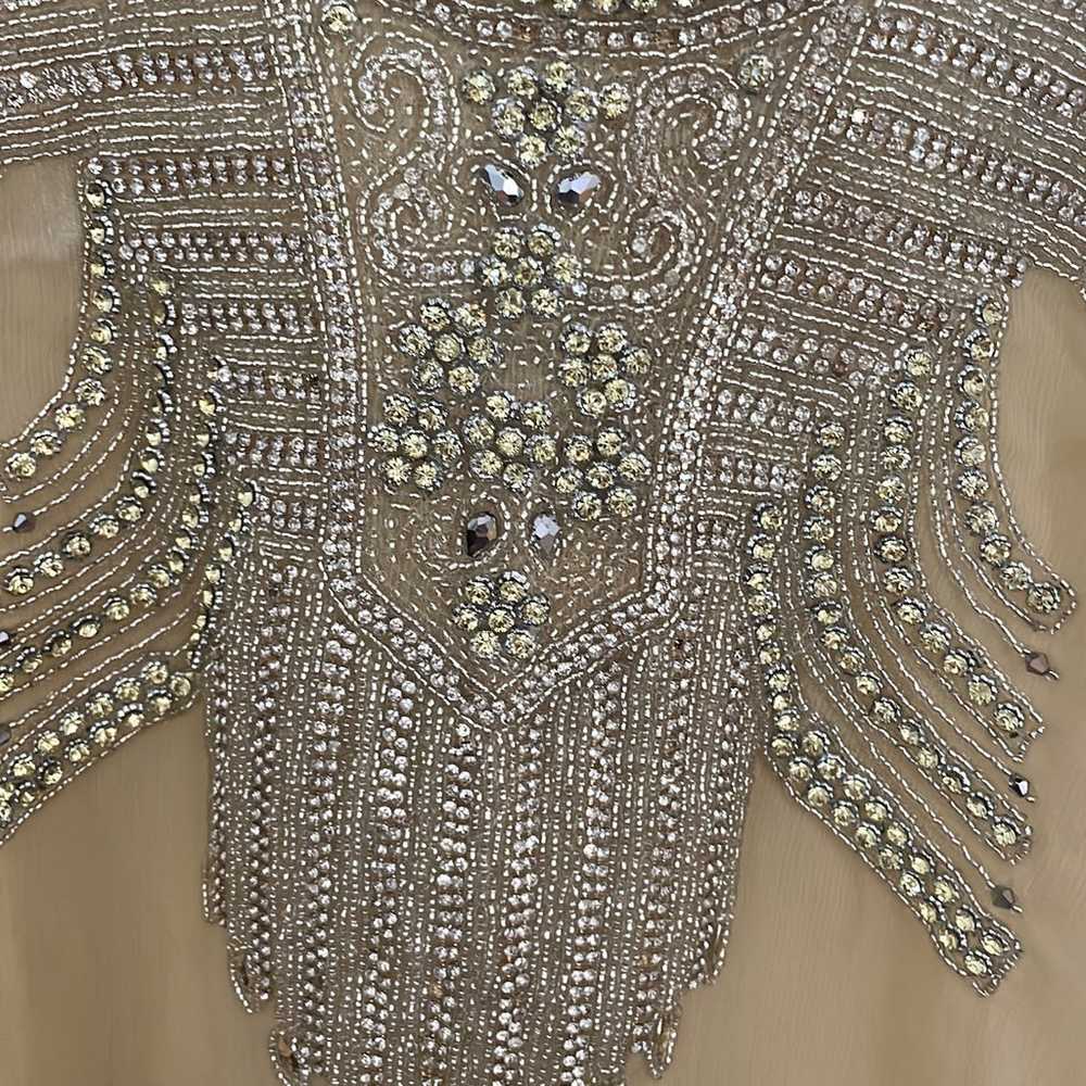 Cream kaftan dress, Metallic Beaded - image 8