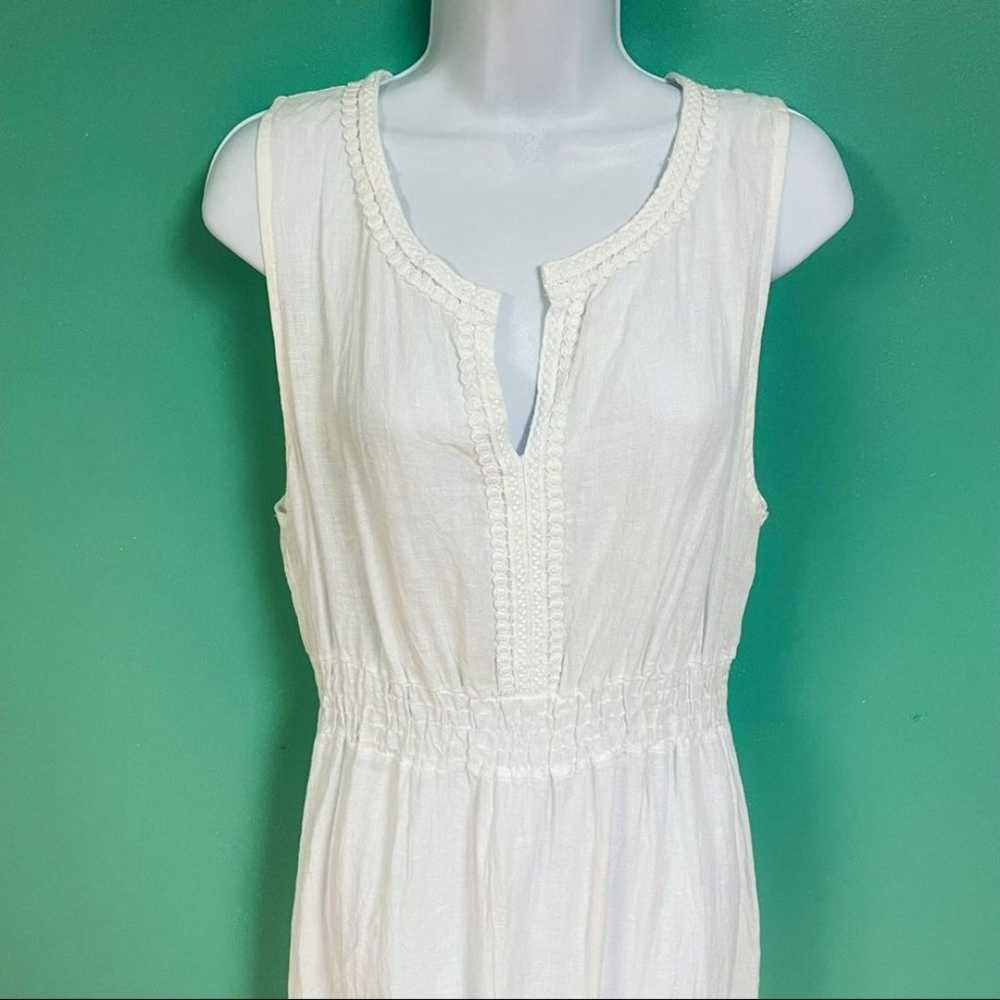 Terzo Millennio White Linen Sleevless V-Neck Maxi… - image 2