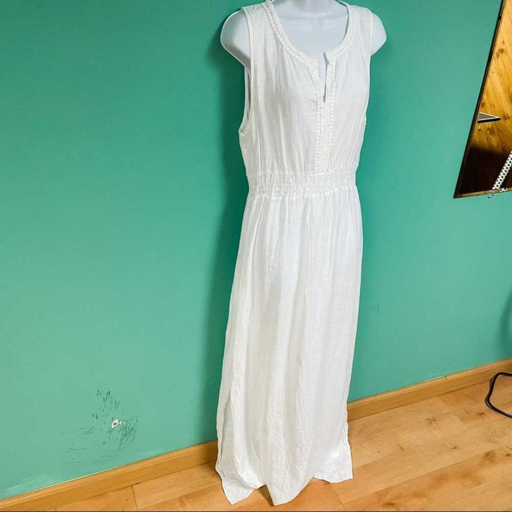 Terzo Millennio White Linen Sleevless V-Neck Maxi… - image 3