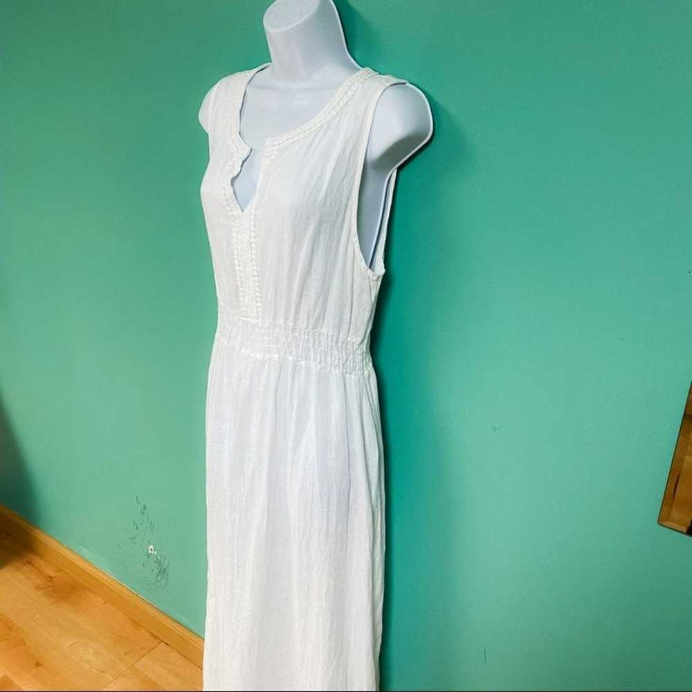 Terzo Millennio White Linen Sleevless V-Neck Maxi… - image 4