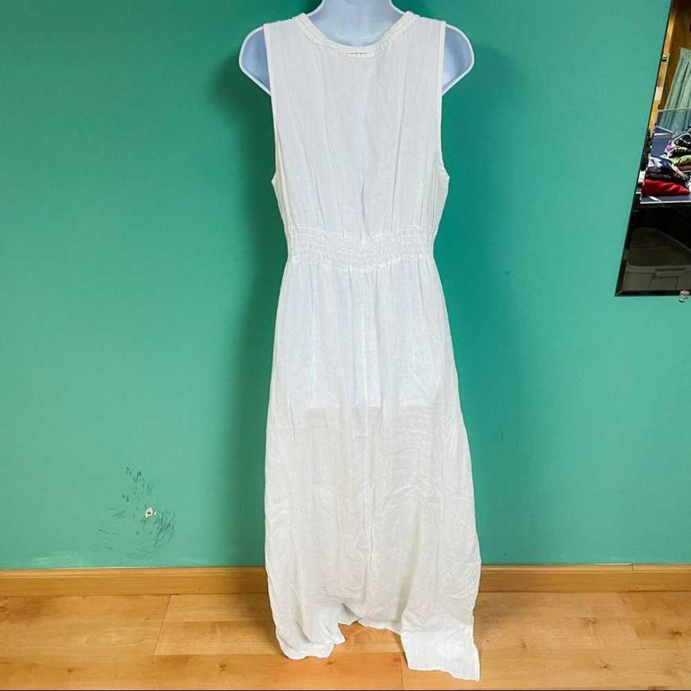 Terzo Millennio White Linen Sleevless V-Neck Maxi… - image 6