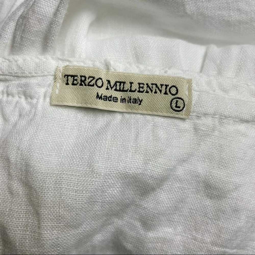 Terzo Millennio White Linen Sleevless V-Neck Maxi… - image 7
