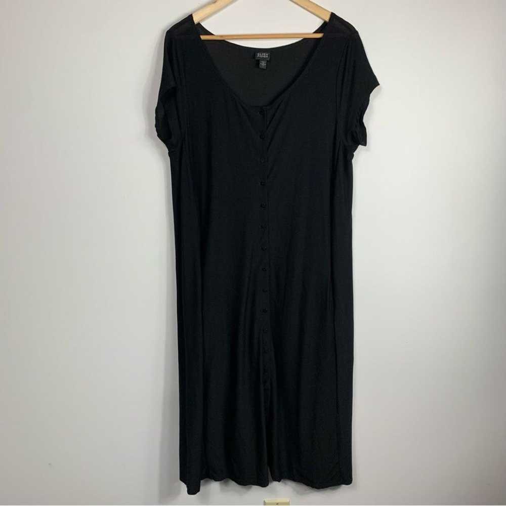 Eileen Fisher Black Button Front Maxi Dress - image 1