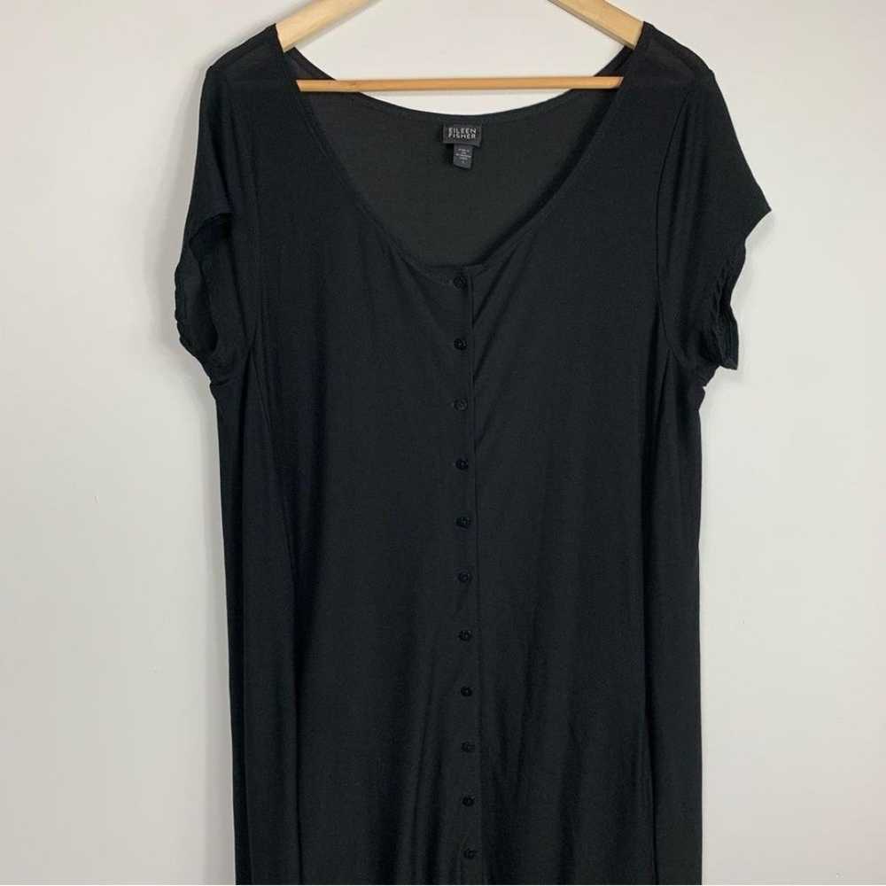 Eileen Fisher Black Button Front Maxi Dress - image 2