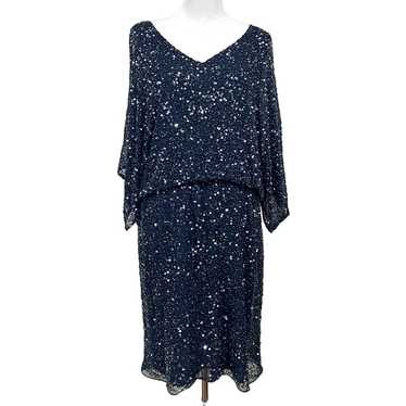 Pisarro Nights Silk Beaded Sequin Evening Dress N… - image 1