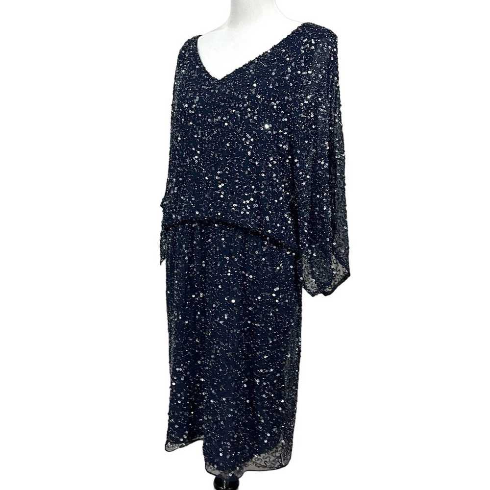 Pisarro Nights Silk Beaded Sequin Evening Dress N… - image 3