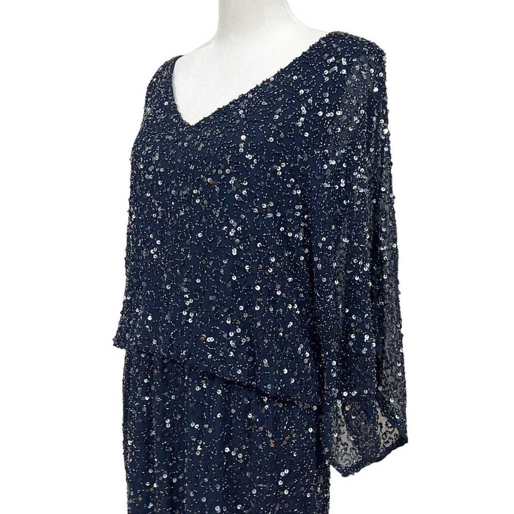 Pisarro Nights Silk Beaded Sequin Evening Dress N… - image 4