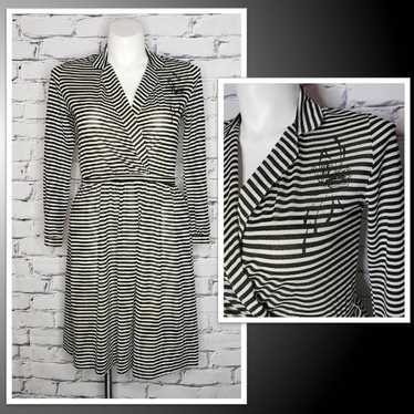 Vintage 70s Black & White Striped Butterfly Dress - image 1