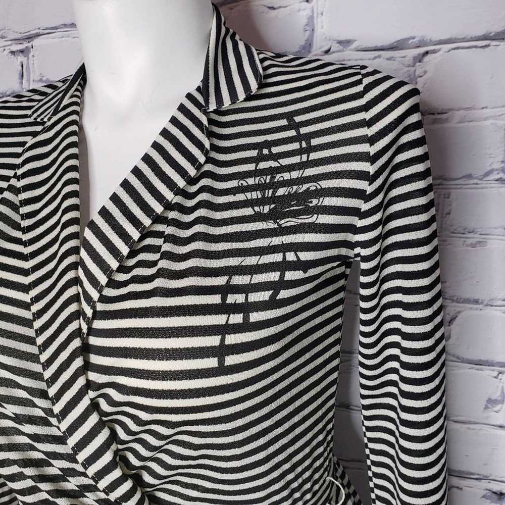 Vintage 70s Black & White Striped Butterfly Dress - image 5