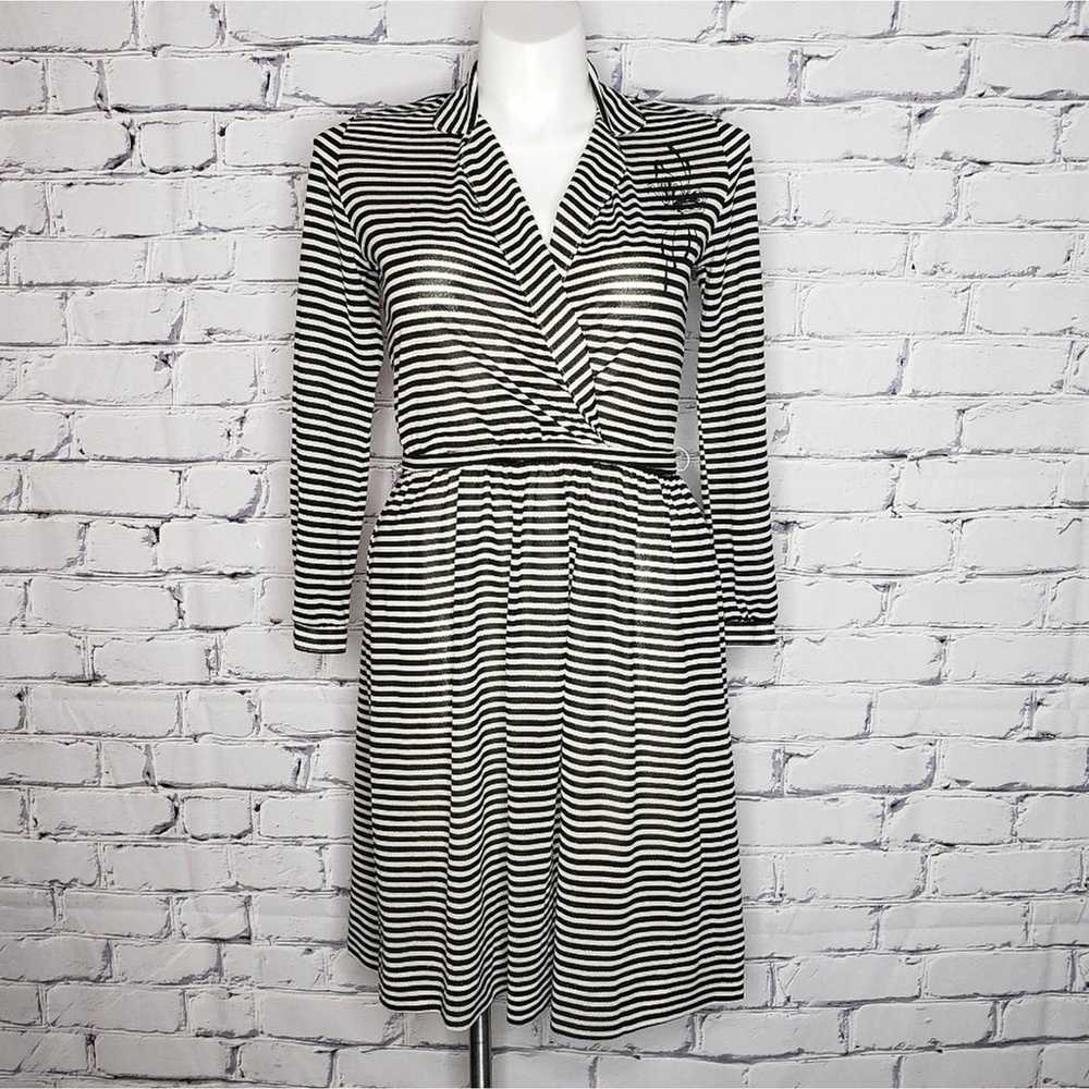 Vintage 70s Black & White Striped Butterfly Dress - image 7