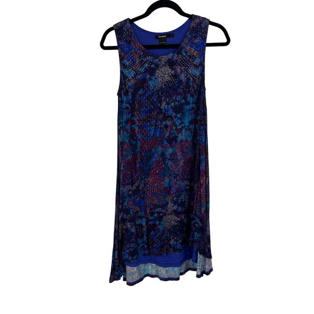 Desigual dress eric size large purple blue tank s… - image 3