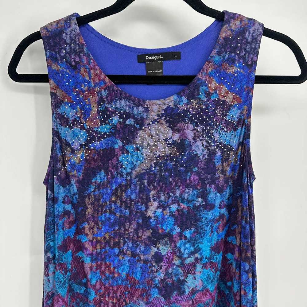 Desigual dress eric size large purple blue tank s… - image 5