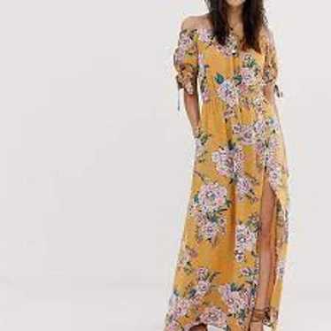 Band of Gypsies Golden Floral Print Wrap Maxi Dre… - image 1