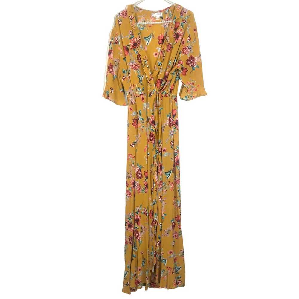 Band of Gypsies Golden Floral Print Wrap Maxi Dre… - image 2