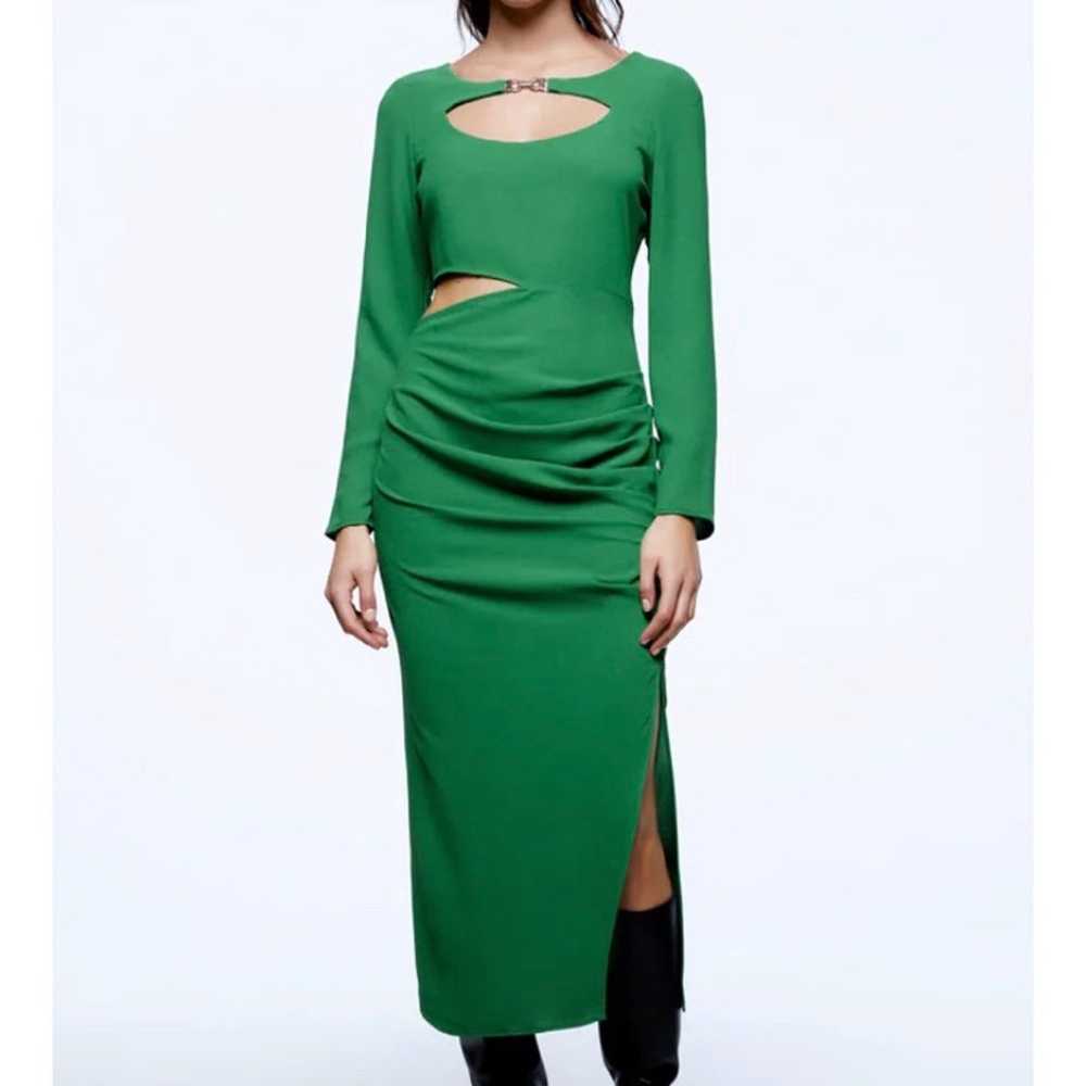 Green Cut Out Midi Dress - image 1