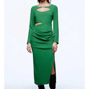 Green Cut Out Midi Dress