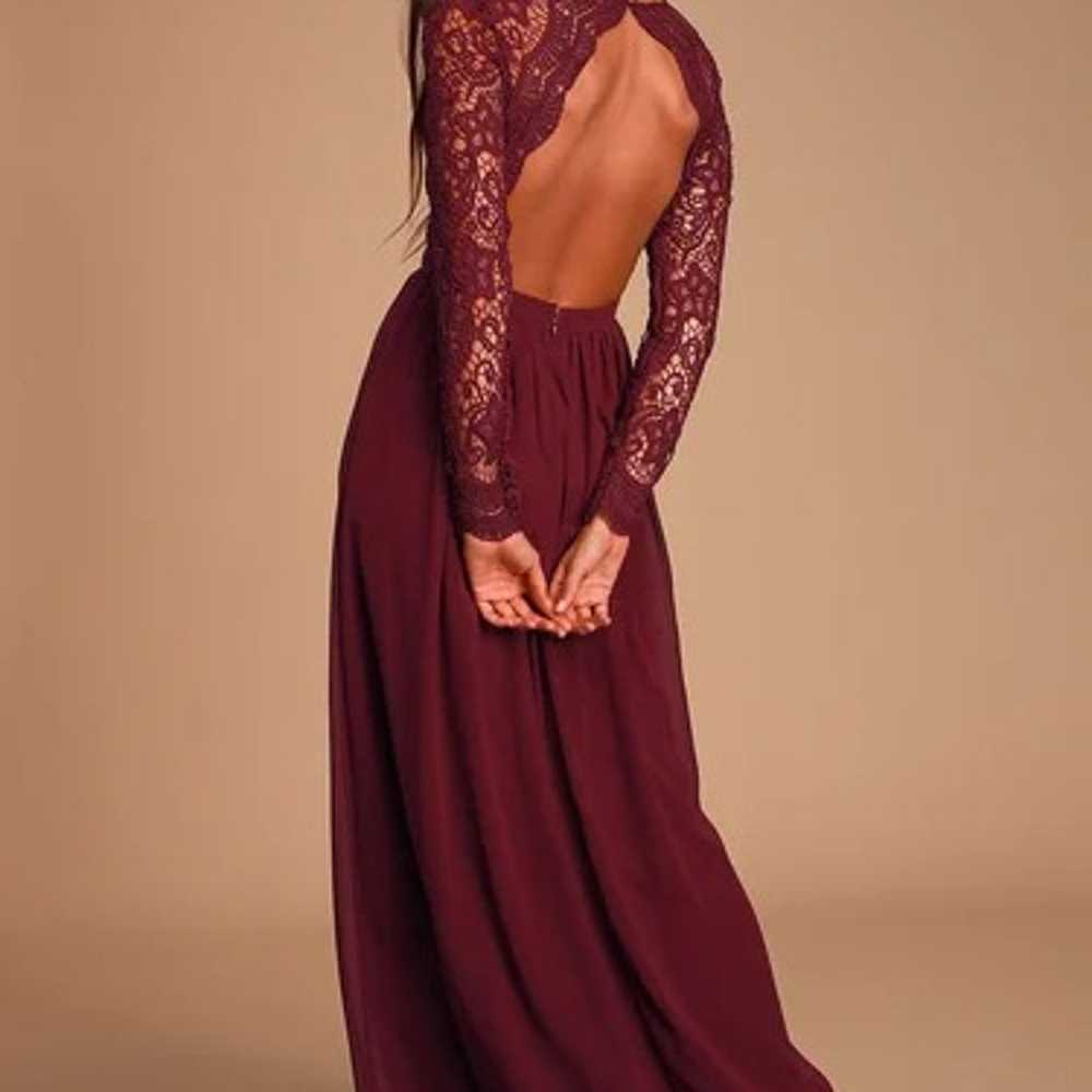 Awaken My Love Burgundy Long Sleeve Lace Maxi Dre… - image 2