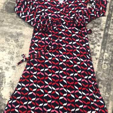 Boden Elodie Wrap Dress  Navy Blue Red Pink White… - image 1