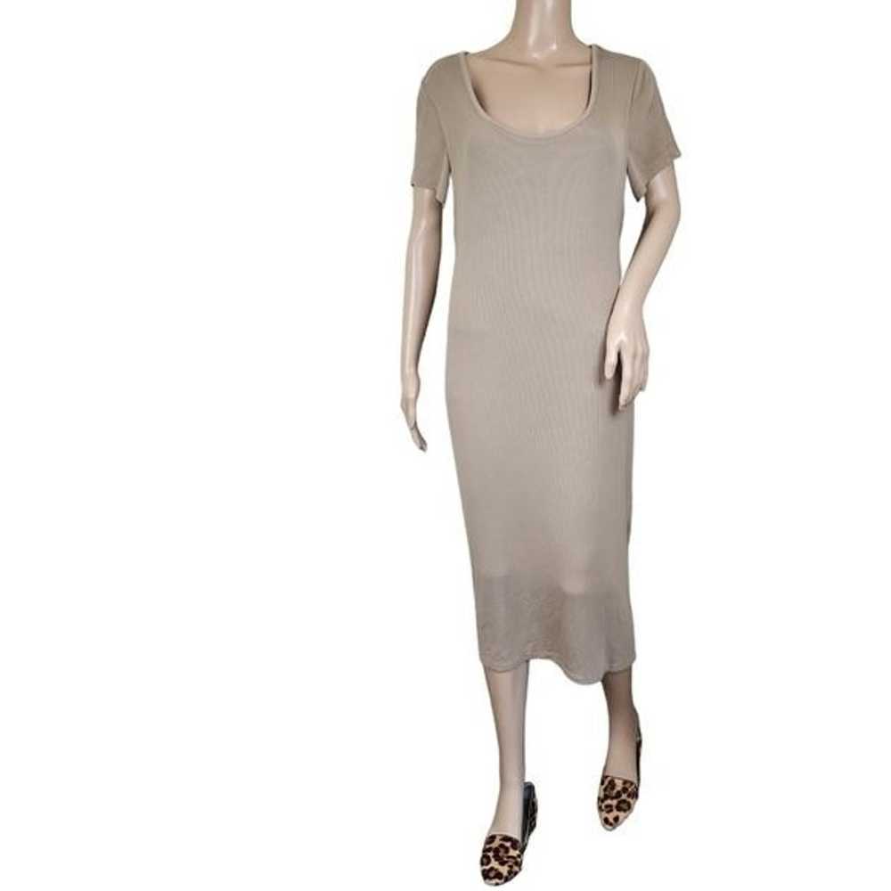 Rachel Zoe Taupe Ribbed Midi Tank Dress - image 1