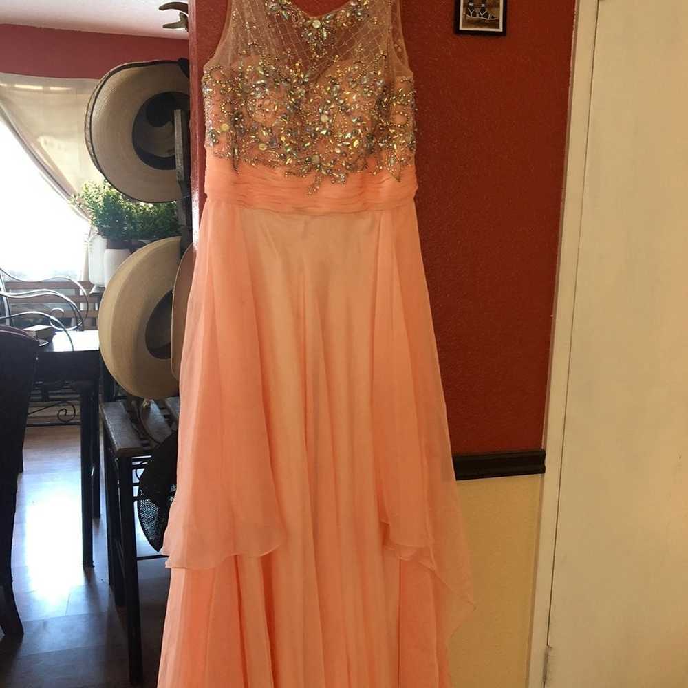Ball Gown Dress Peach Sparkle Sequin - image 2