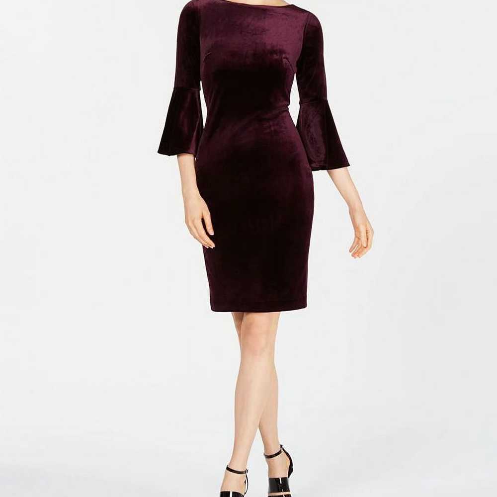 Calvin Klein Purple Velvet Sheath Dress - image 1