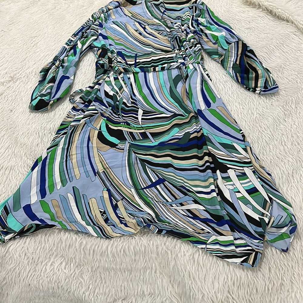 Adrianna Papell women’s blue wrap around dress - image 11