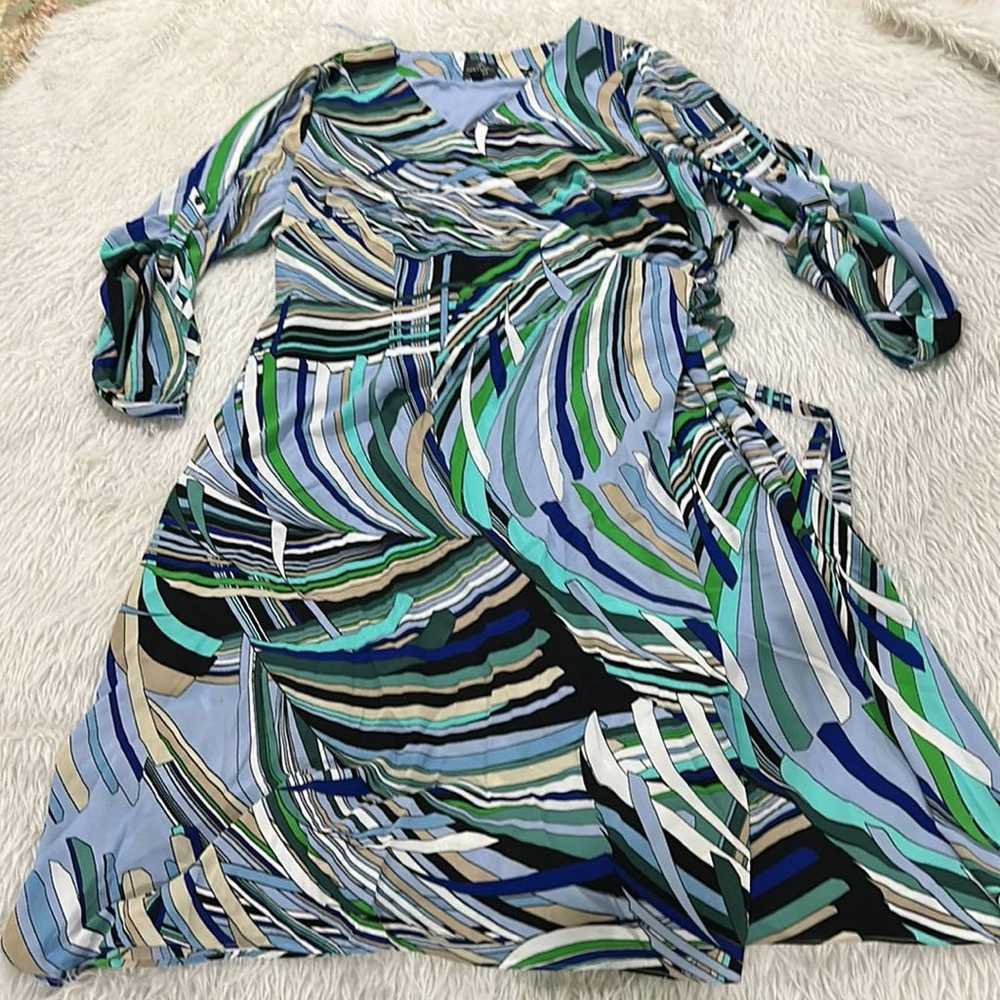 Adrianna Papell women’s blue wrap around dress - image 2