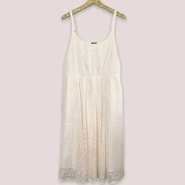 Torrid Dress White Chiffon Chevron Stripe Metalli… - image 1