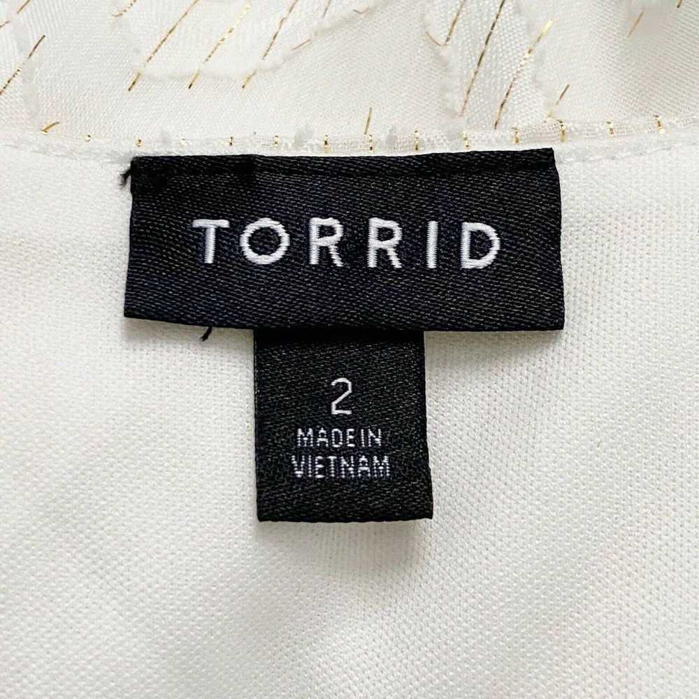 Torrid Dress White Chiffon Chevron Stripe Metalli… - image 9