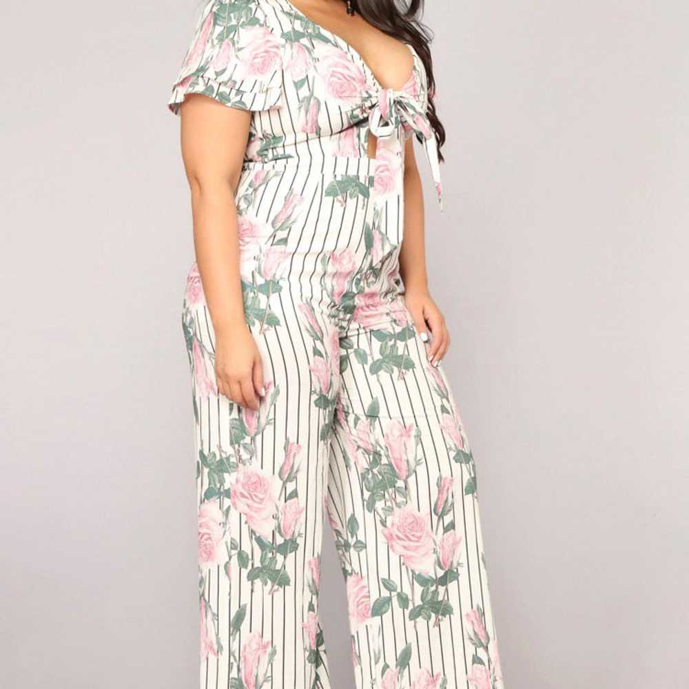 jumpsuits and rompers fliral strip pink white plu… - image 10