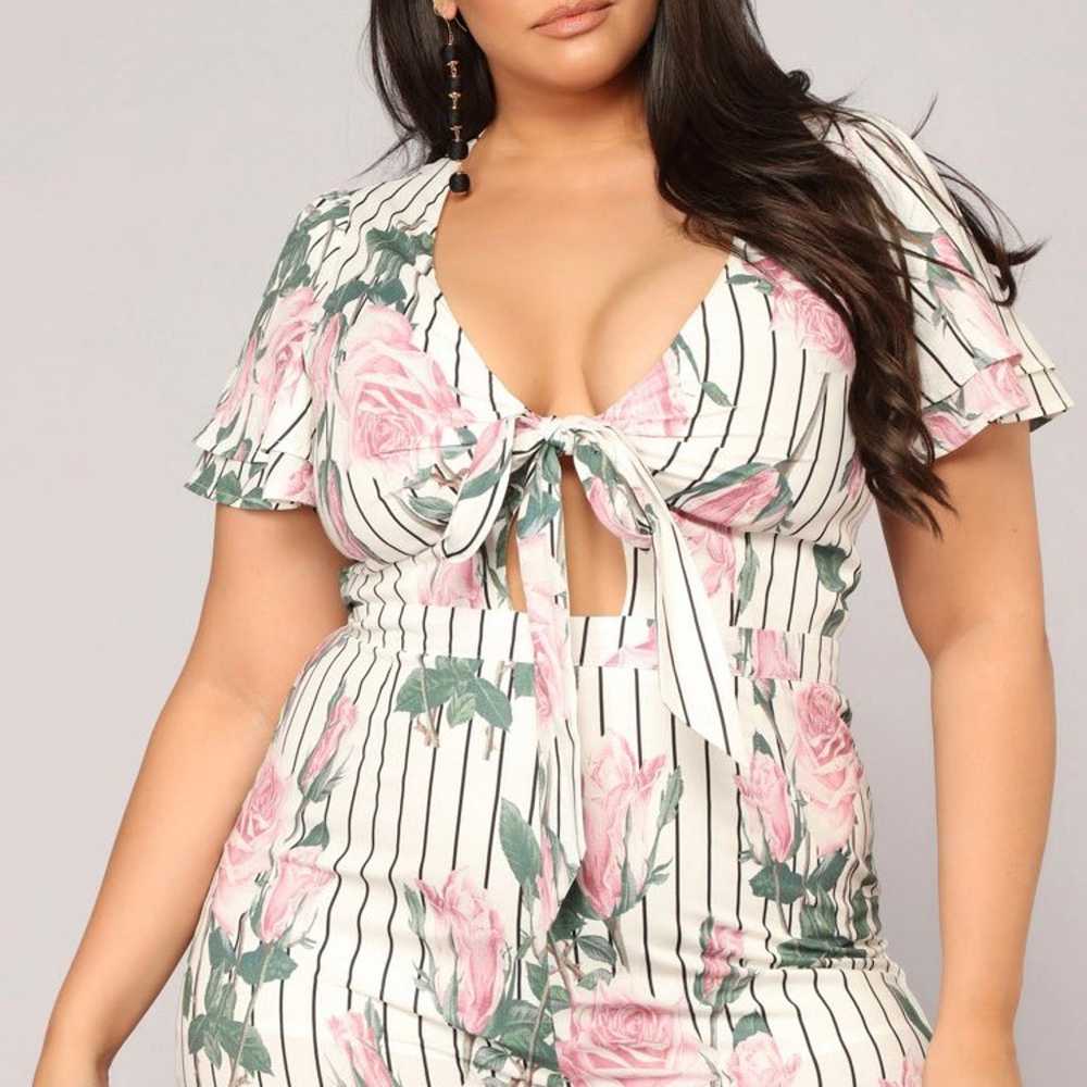 jumpsuits and rompers fliral strip pink white plu… - image 12