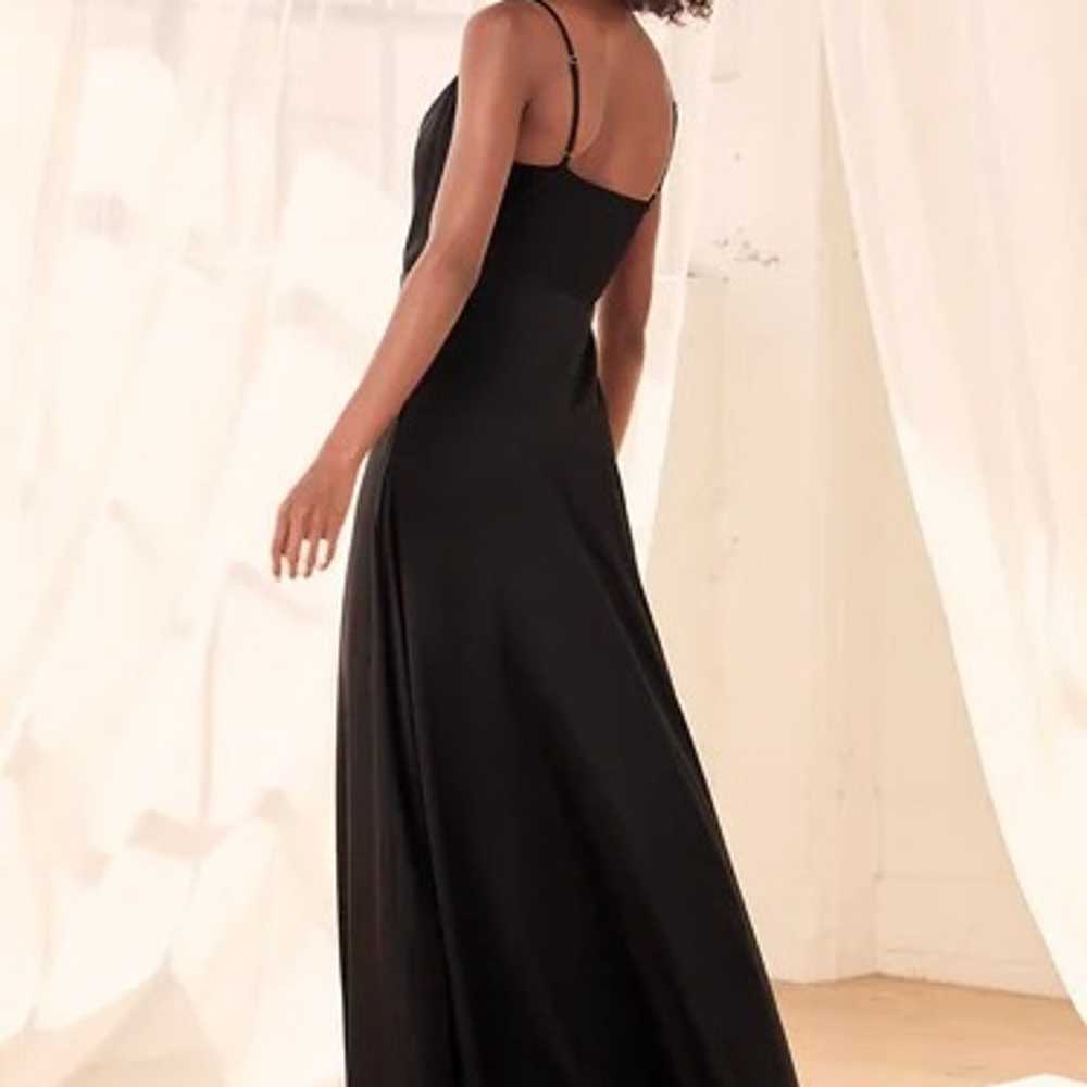 Formal Invitation Black Satin Cowl Neck Maxi Dress - image 4