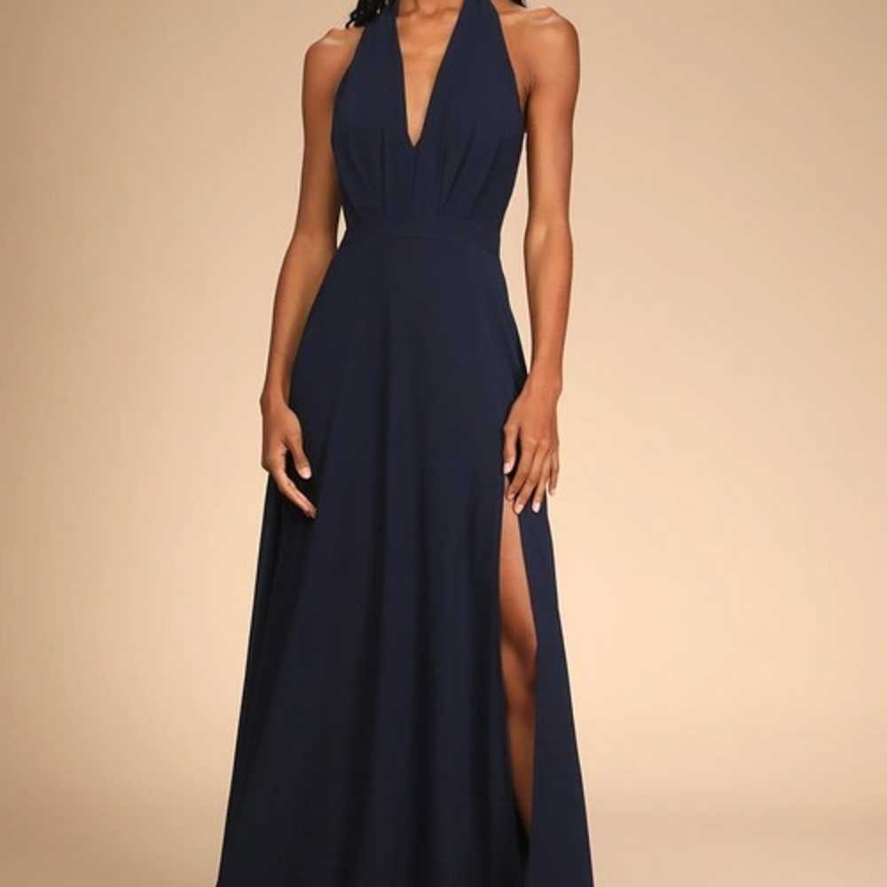 This Very Moment Navy Blue Halter Backless Maxi D… - image 1