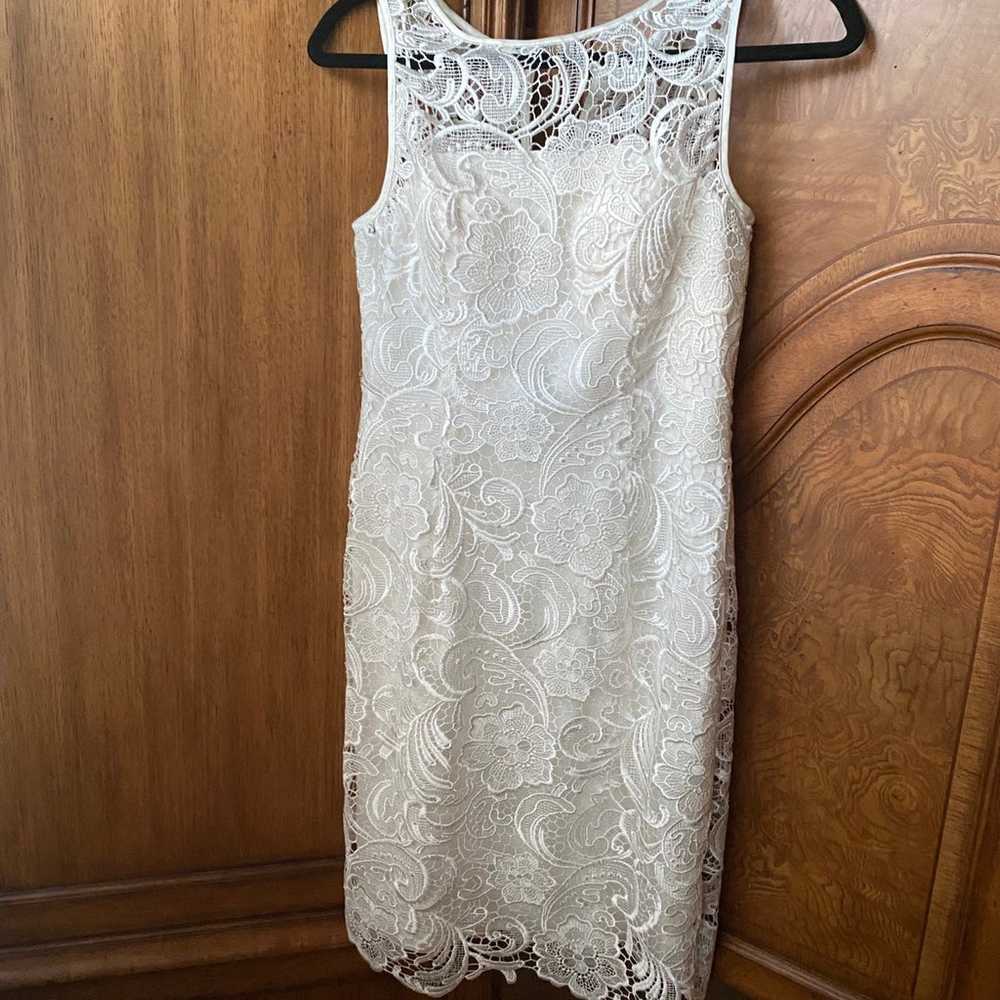 Adrianna Pappell White Lace Dress US Size 2 - image 1