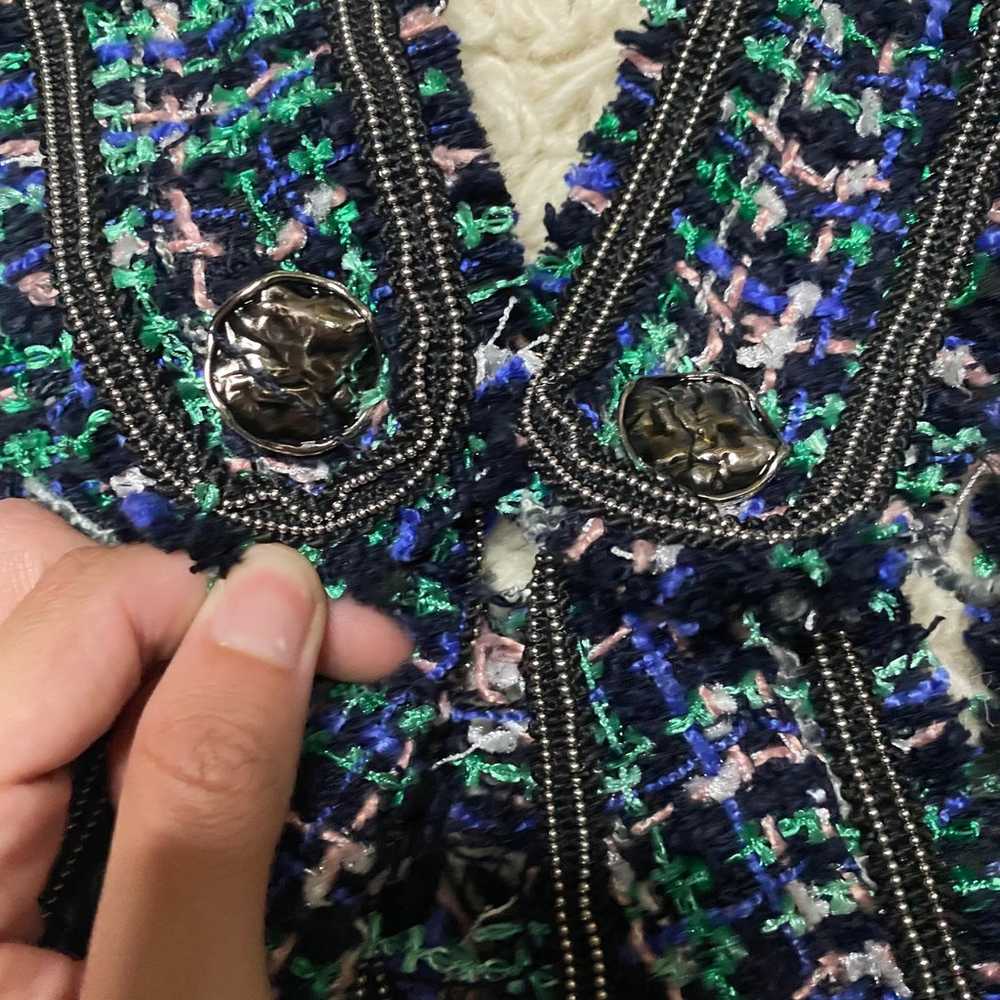 ZARA green and black tweed overalls jumper dress … - image 9