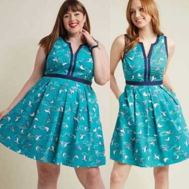 Modcloth Seagulls Fit and Flare Dress