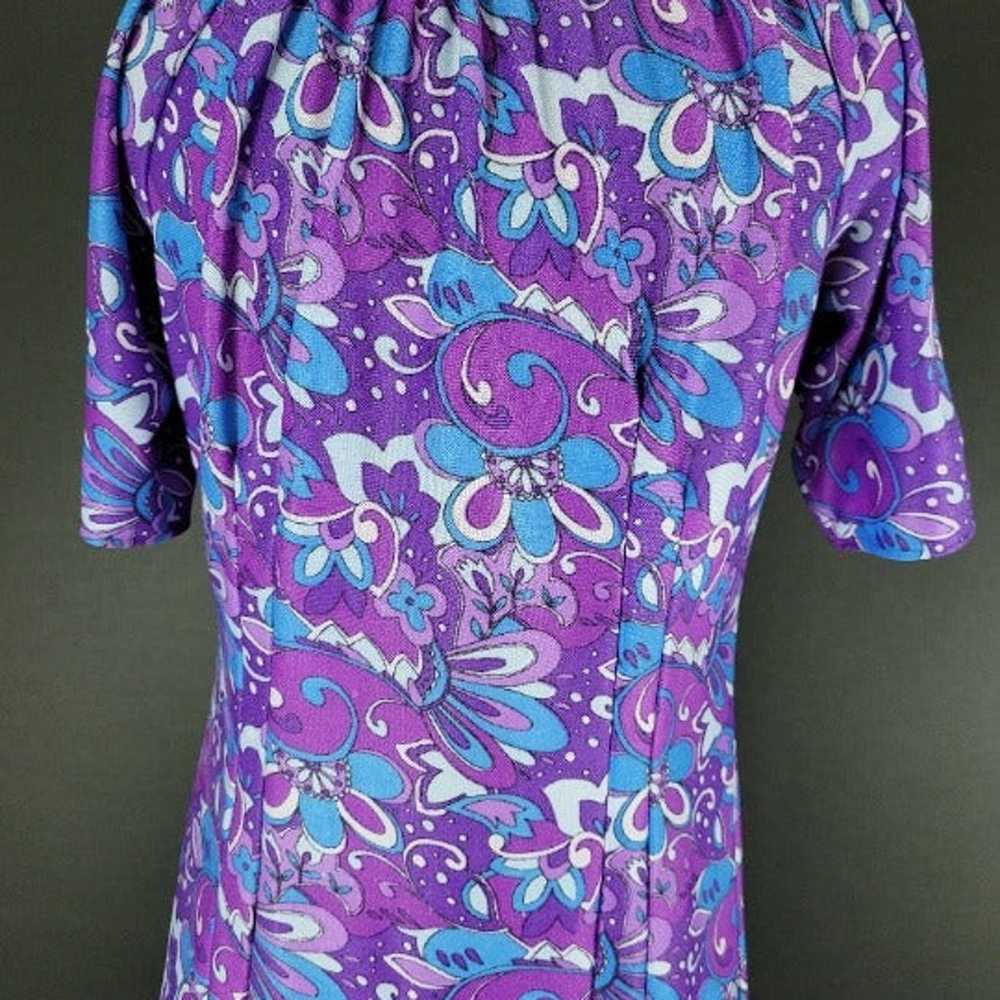 60s/70s Purple Psychedelic Flower Power Maxi Dress - image 10