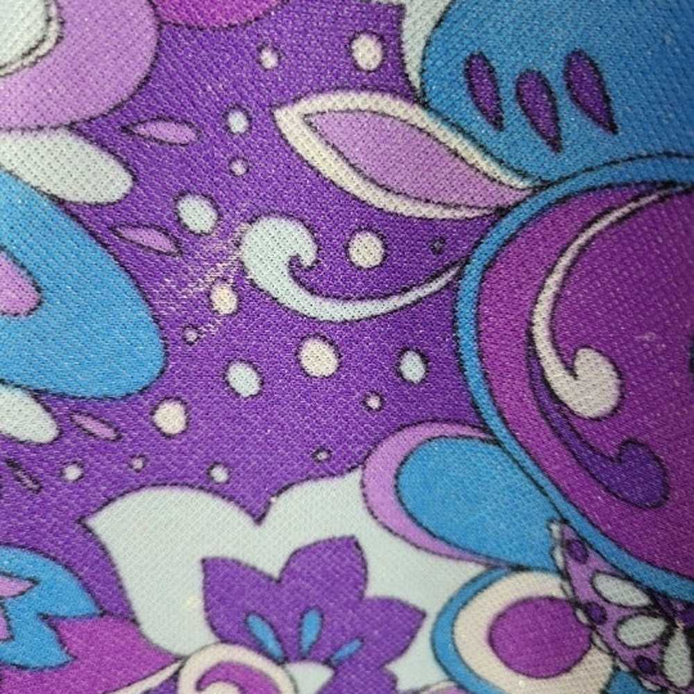 60s/70s Purple Psychedelic Flower Power Maxi Dress - image 12