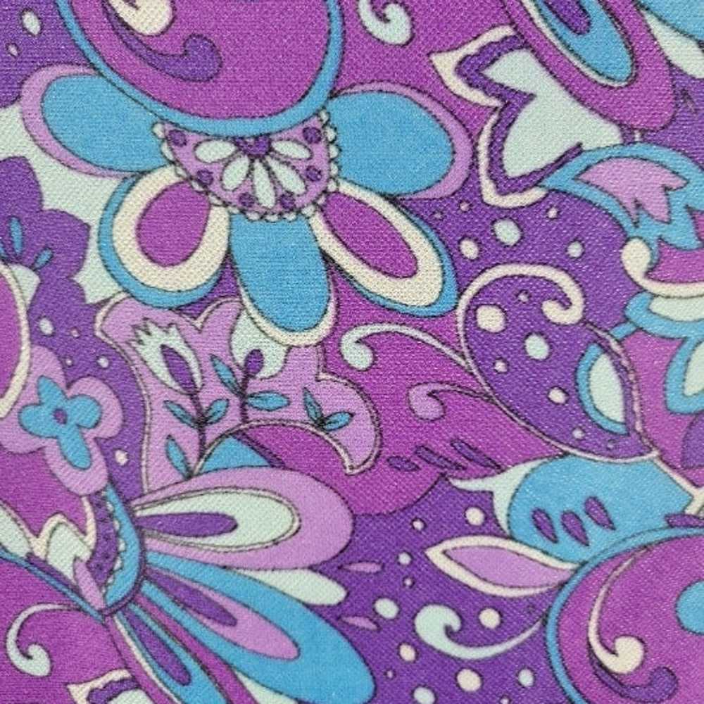 60s/70s Purple Psychedelic Flower Power Maxi Dress - image 3