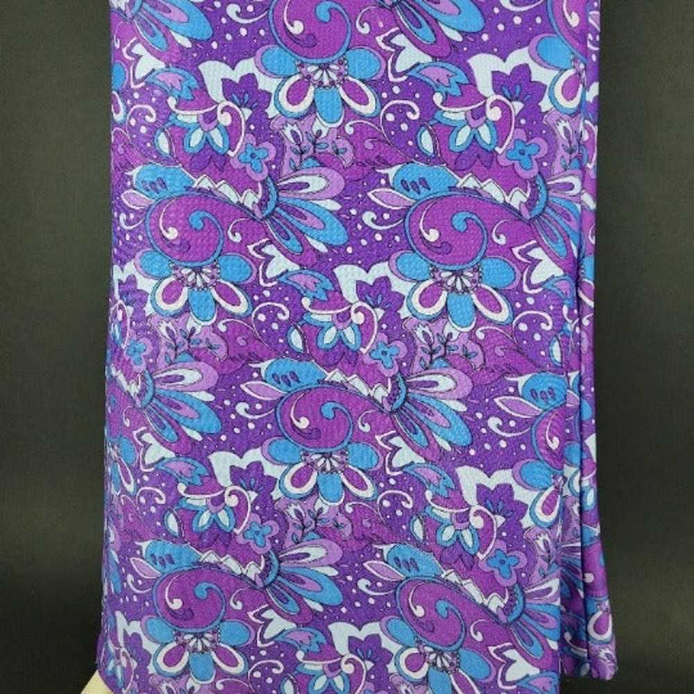 60s/70s Purple Psychedelic Flower Power Maxi Dress - image 5